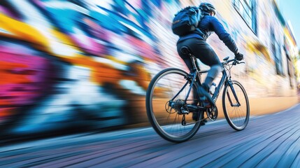 Person cycling on a city street, showcasing urban life and mobility.