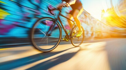 Blurry image of an individual cycling on a bike.
