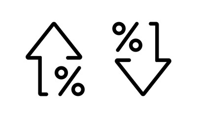 Percent arrow up and down icon isolated on white background. Percentage growth and decline sign symbol
