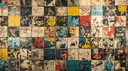 Fototapeta premium Wallpaper showcasing aged comic print with halftone patterns and organic imperfections