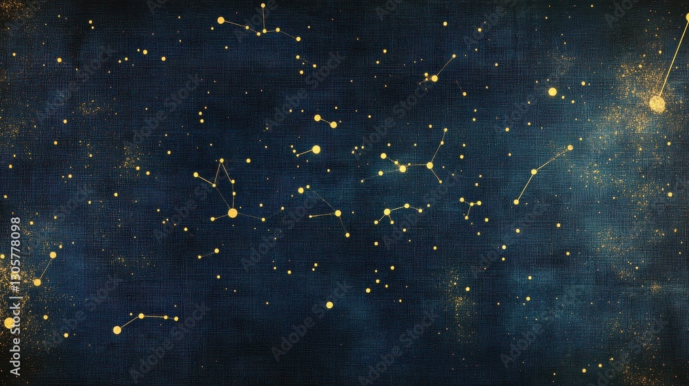 Canvas Prints backdrop featuring an aged 1980s star atlas with glowing constellations and halftone print