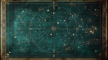 Backdrop featuring a retro star map with glowing constellations and halftone textures