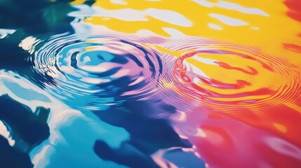 Wallpaper of endless water ripples in psychedelic waves bold 1960s colors and fluid ink motion with surreal reflections and glowing ambient lighting
