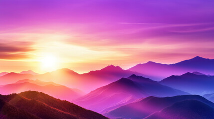 Obraz premium Serene mountainscape in soft lavender tones at sunset, showcasing beauty and tranquility