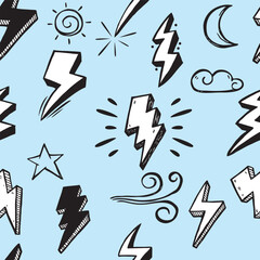 Vector abstract retro pattern with lightning bolts