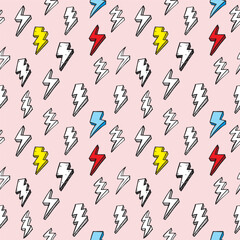 Vector abstract retro pattern with lightning bolts