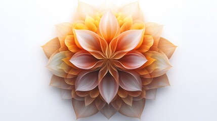 Fototapeta premium Abstract Orange and White Flower Petal Mandala Design