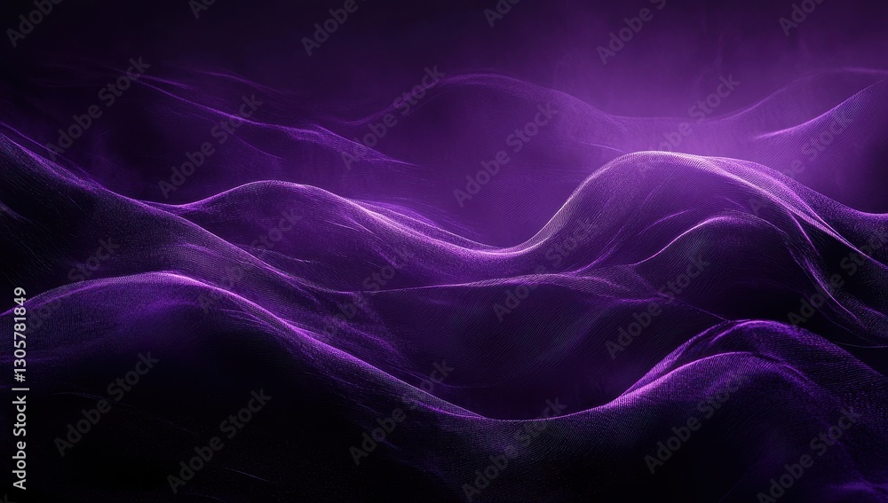 Poster abstract purple waves flowing through a dark space creating a mystical and ethereal atmosphere in a 