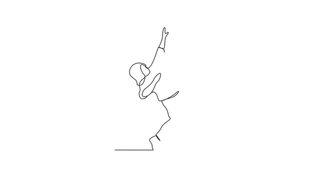 Animated self drawing of a breakdancing people video design illustration. Breakdancing Activity of four main elements : Toprock, Downrock, Power moves and Freezes. Breakdancing for your design asset.