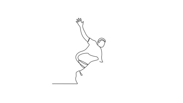 Animated self drawing of a breakdancing people video design illustration. Breakdancing Activity of four main elements : Toprock, Downrock, Power moves and Freezes. Breakdancing for your design asset.
