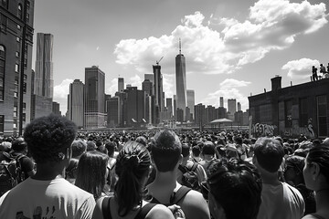 community advocacy events, the citys unity backdrop energized by inspiring speeches, as people come together for shared rights and achievements