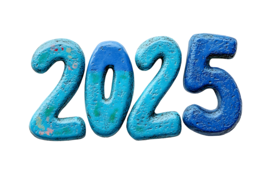 Textured Blue and Turquoise 2025 New Year Digits on Graphic Background