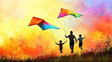 People are playing with kite outdoors in Spring.