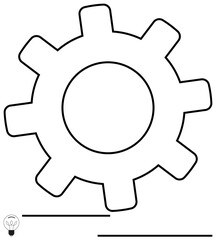 Gear with bold, clean lines, symbolizing mechanics, teamwork, efficiency, innovation, problem-solving settings processes. Ideal for productivity concept technology cooperation. Flat simple