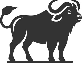Buffalo looking to the side with its tail slightly raised animal vector silhouette