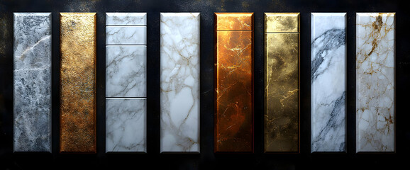 Marble Tiles With Gold Copper And Silver Decorative Texture