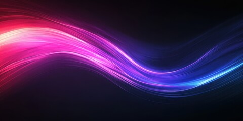 Abstract Vibrant Light Waves in Pink, Purple, and Blue Against a Dark Background, Ideal for Modern Design and Artistic Backgrounds