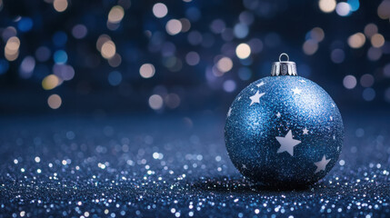 Obraz premium Enchanting starry night projection: close-up of glittering christmas ornament decor