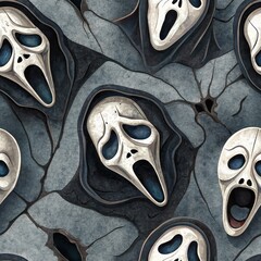 Seamless Horror Event with Distressed Faces Artistic Space Digital Artwork Abstract Design Close-Up Emotion Exploration