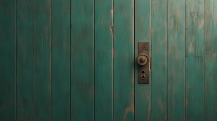 Fototapeta premium Vintage teal wooden door with old metal handle