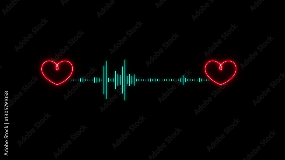 Aufkleber sound wave animation isolated on black background. audio waveform with frequency animated lines. abs