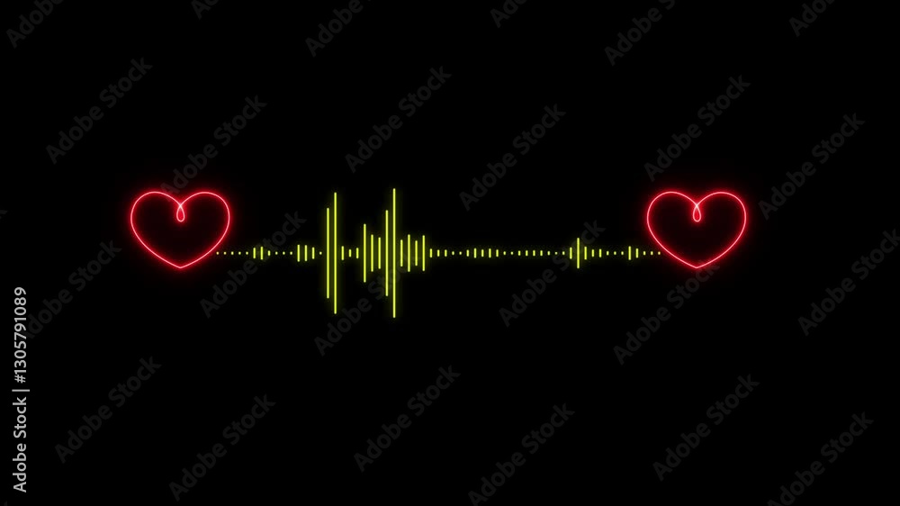 Aufkleber sound wave animation isolated on black background. audio waveform with frequency animated lines. abs