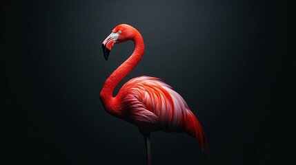 Fototapeta premium A Majestic Flamingo Standing In Front Of A Dark Background