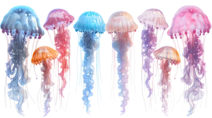 Enchanting Jellyfish Dance   Vibrant Underwater Serenity in Pastel Tones