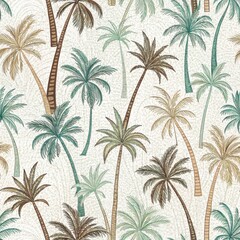 Seamless Tropical Palm Pattern Nature Textile Design Vibrant Environment Aesthetic Viewpoint Relaxation Concept