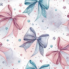 Fototapeta premium Seamless Bow Patterns Creative Design Studio Digital Art Colorful Background Aesthetic View Visual Inspiration