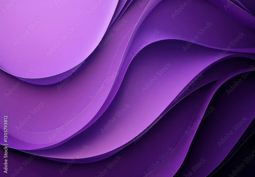 Poster abstract waves of purple and black in smooth gradient layers for elegant background design and creat