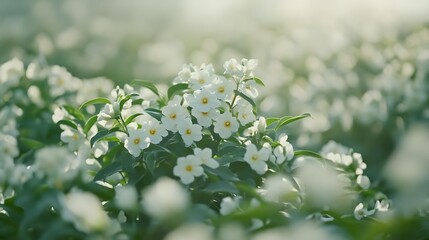 Stunning White Flowers Blooming in Sunlight Nature Photography