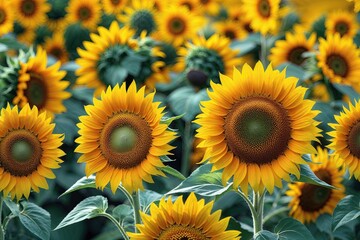 Fototapeta premium Vibrant Bright Sunflower Wallpaper for Colorful Home Decor