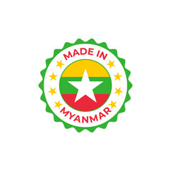 Made in Myanmar vector badge design with national flag
