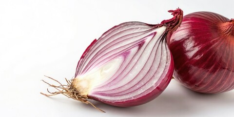 Red Onion Photography: High-Resolution Images with Depth of Field, Simple Background, Text Space