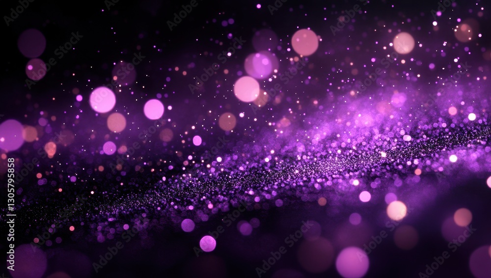 Poster beautiful abstract background with bokeh effect of soft purple circles and glittering particles crea