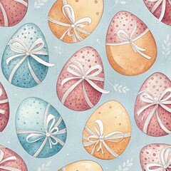 Fototapeta premium Seamless Easter Egg Pattern Design Festive Celebration Digital Artwork Pastel Colors Patterned View Creative Concept