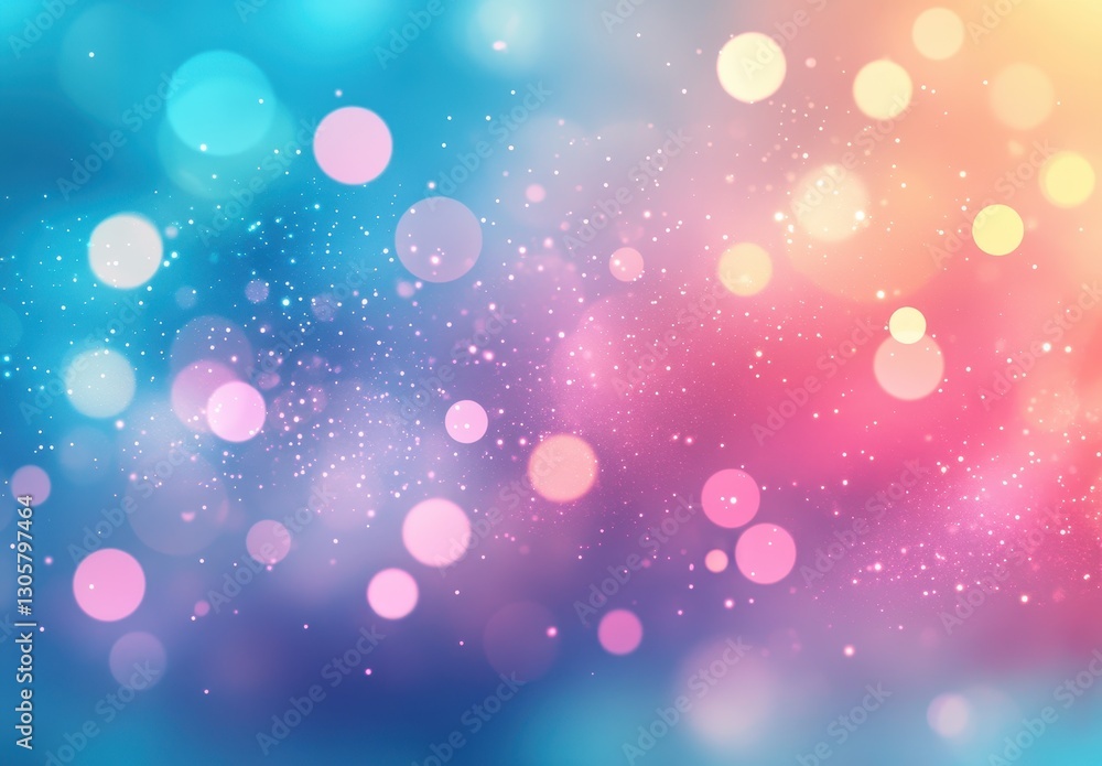 Poster beautiful colorful bokeh background with soft lights and sparkling particles in vibrant hues of blue