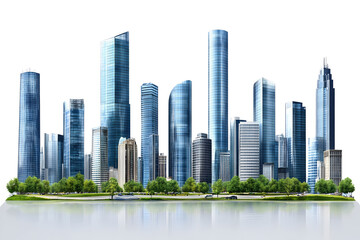 Obraz premium Captivating Modern Cityscape with Futuristic Skyscrapers and Lush Green Spaces