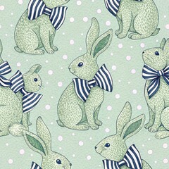 Easter Celebration with Seamless Bunny Patterns Bright Spring Colors Fun Background Whimsical Design for Kids Projects