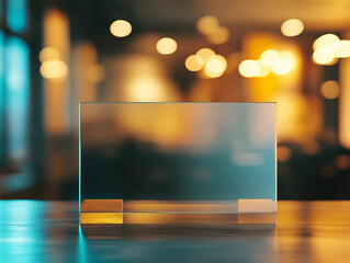Ethereal Floating Glass Rectangle: Abstract Blurred Background, Modern Design Element, Transparent  