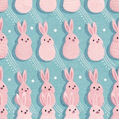 Easter Celebration with Seamless Pink Bunny Patterns Festive Background Digital Art Whimsical Design Playful Concept