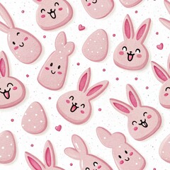 Easter Celebration with Seamless Bunny and Egg Patterns Digital Background Whimsical Design Festive Atmosphere Playful Vibe