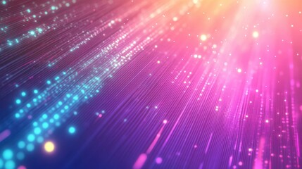 Retro-futuristic backdrop with a neon grid and bold purple-to-cyan gradients