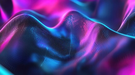 Hypnotic wallpaper with rippling neon grid and VHS distortion effects