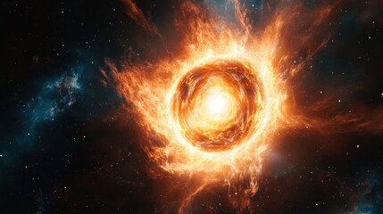 Obraz premium Dreamlike space wallpaper with plasma burst and dramatic glowing core
