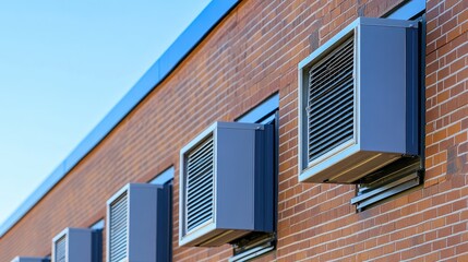Fototapeta premium Air quality safety inspection with digital monitoring devices and ventilation assessments.