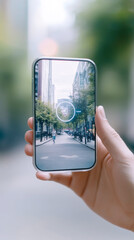 Augmented reality interface overlay on urban street for innovative content generation