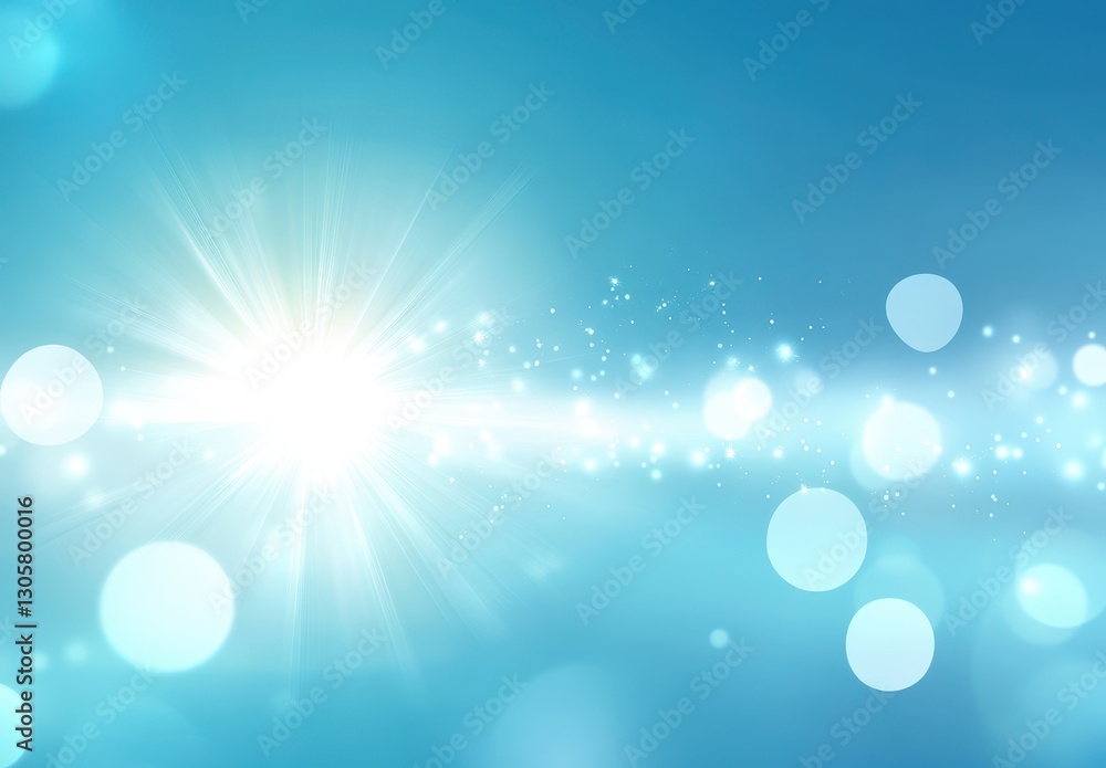 Poster bright blue abstract background with sparkles and light flare for creative projects and designs in m