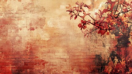 Retro 1950s backdrop with cracked brick wall and soft halftone imperfections